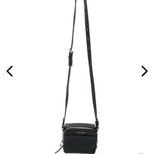 Henri Bendel Women's Black Leather Adjustable Strap Zipper Small Crossbody Bag